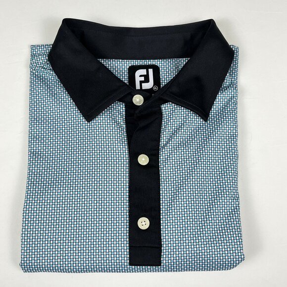 FootJoy Other - FootJoy Men’s Golf Polo Blue & Teal Geometric Stretch Performance Shirt XL